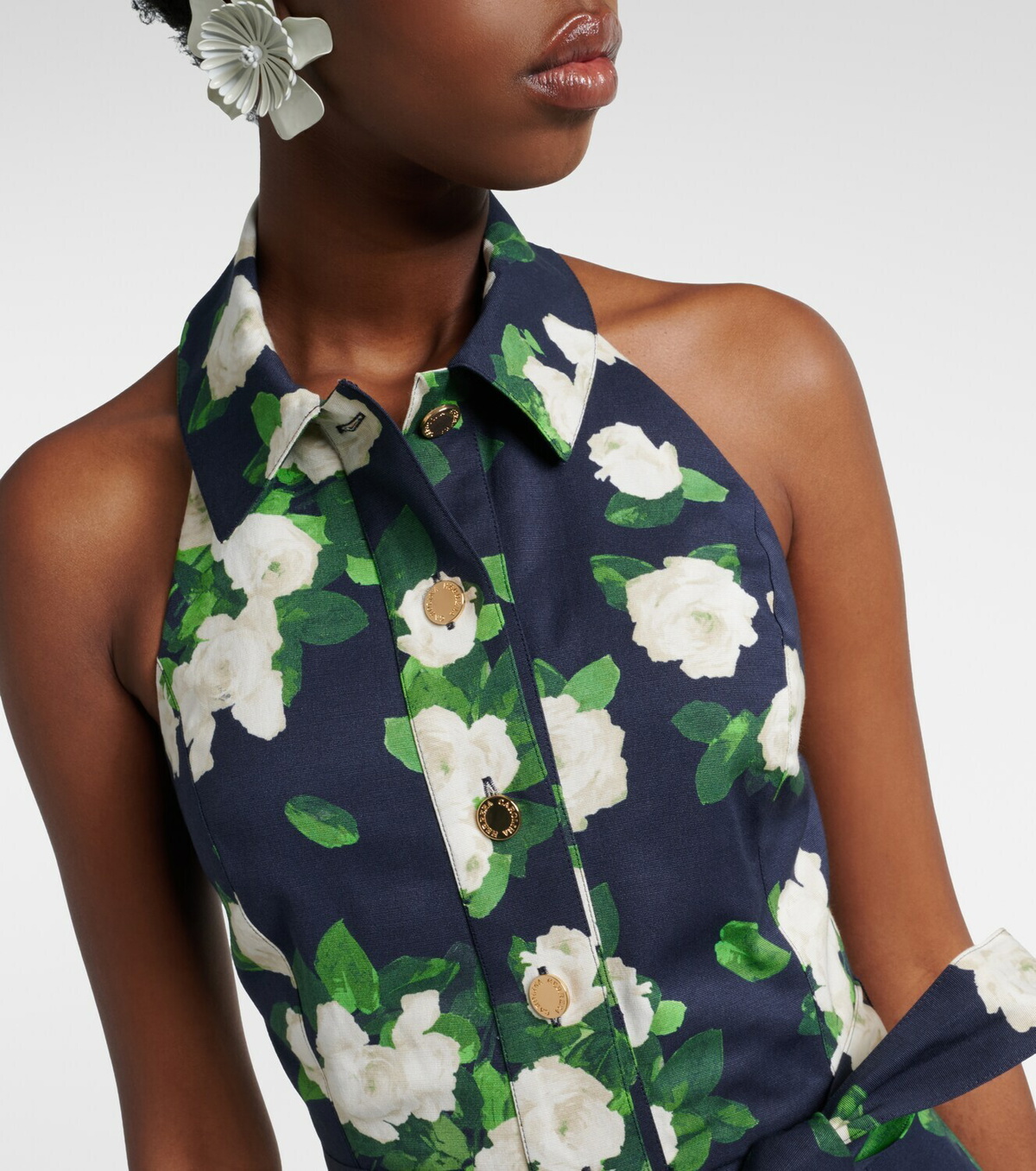 Carolina Herrera Floral faille midi dress