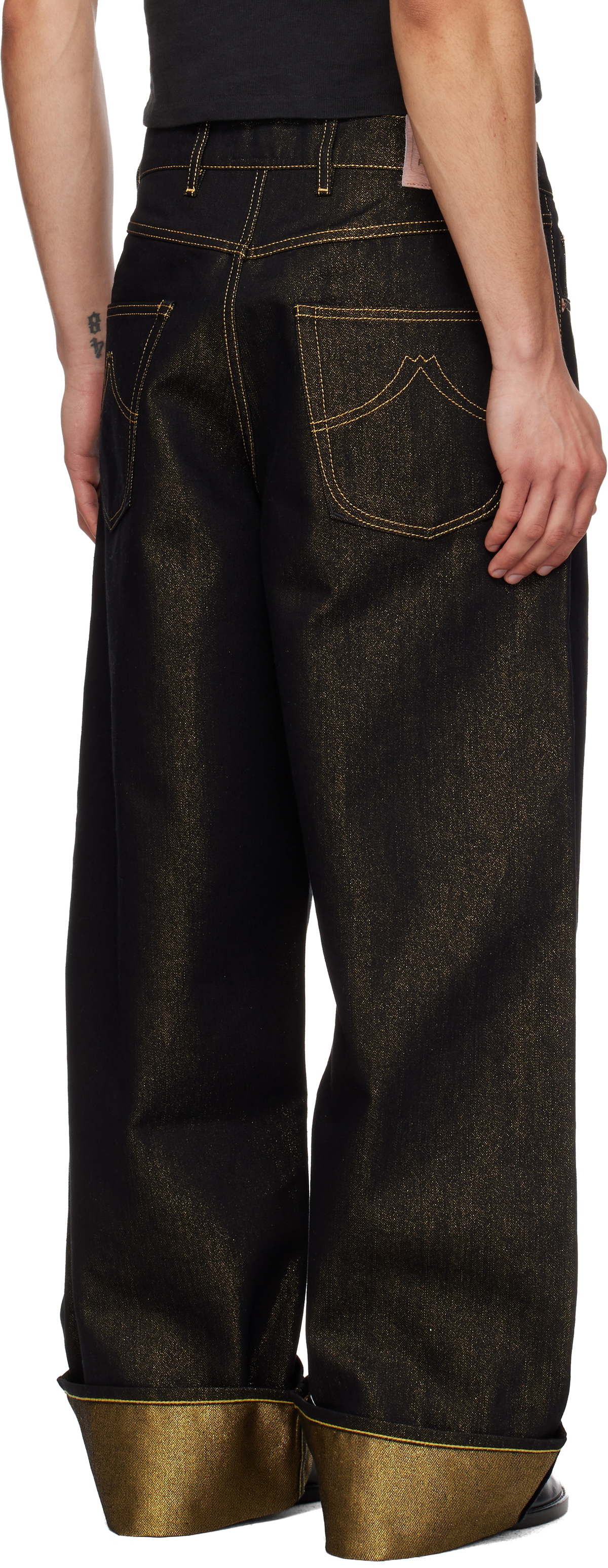 Kenzo Black Turn Up Wide Fit Jeans
