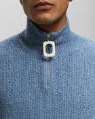 Jw Anderson Boucle Henley Jumper Blue - Mens - Pullovers