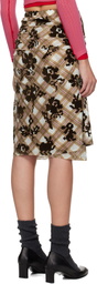 Chopova Lowena Brown & White Sonicscape Mesh Knee Midi Skirt
