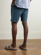 Sunspel - Straight-Leg Garment-Dyed Cotton and Linen-Blend Shorts - Blue