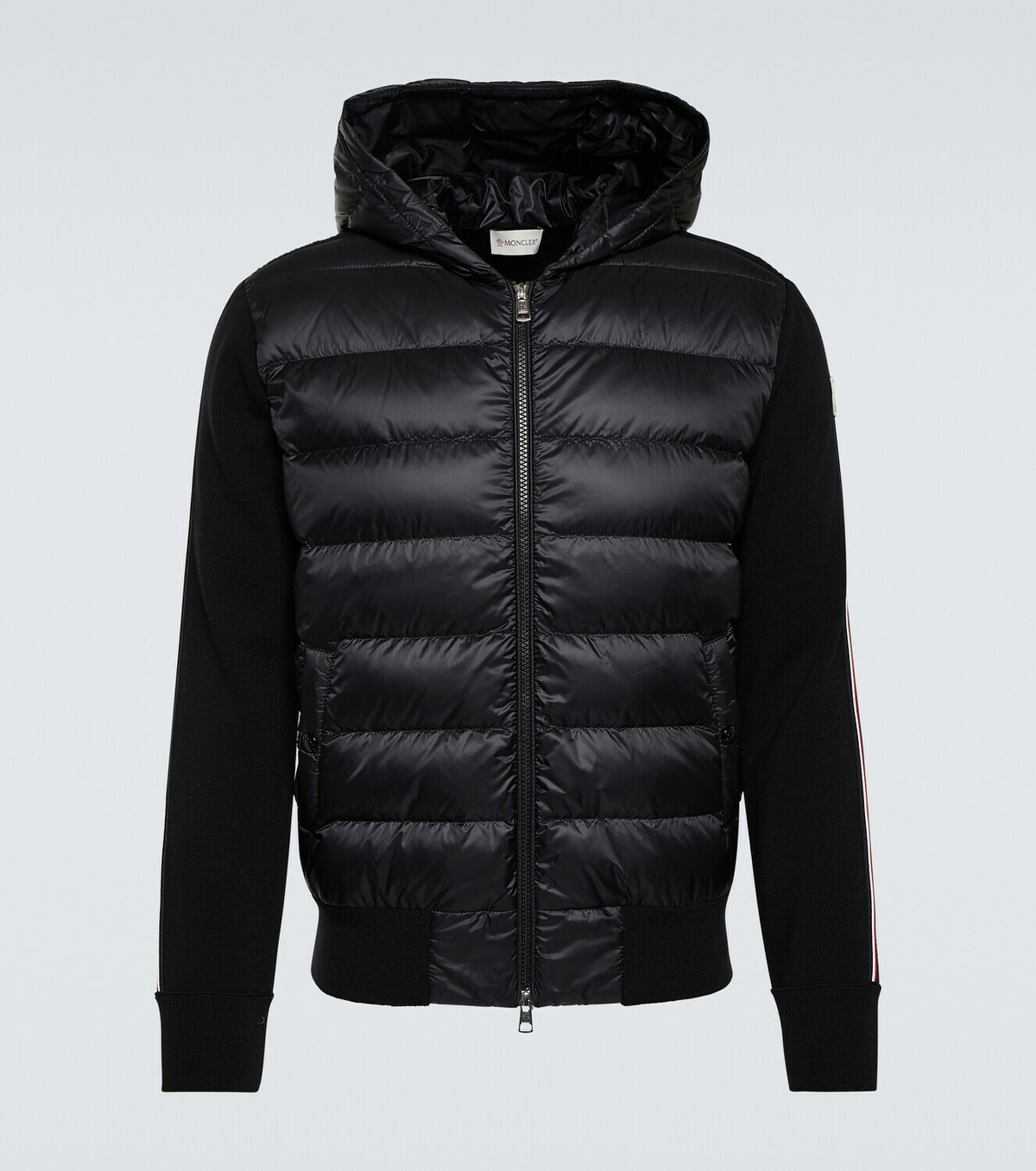 【送料&関税込】Moncler Slate Wool Blend Jacket Moncler Men's Wool Knit Padded Jacket With Hood | Neiman Marcus