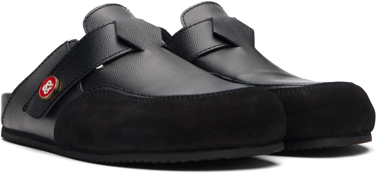 Casablanca Black Leather Outdoor Mule Loafers