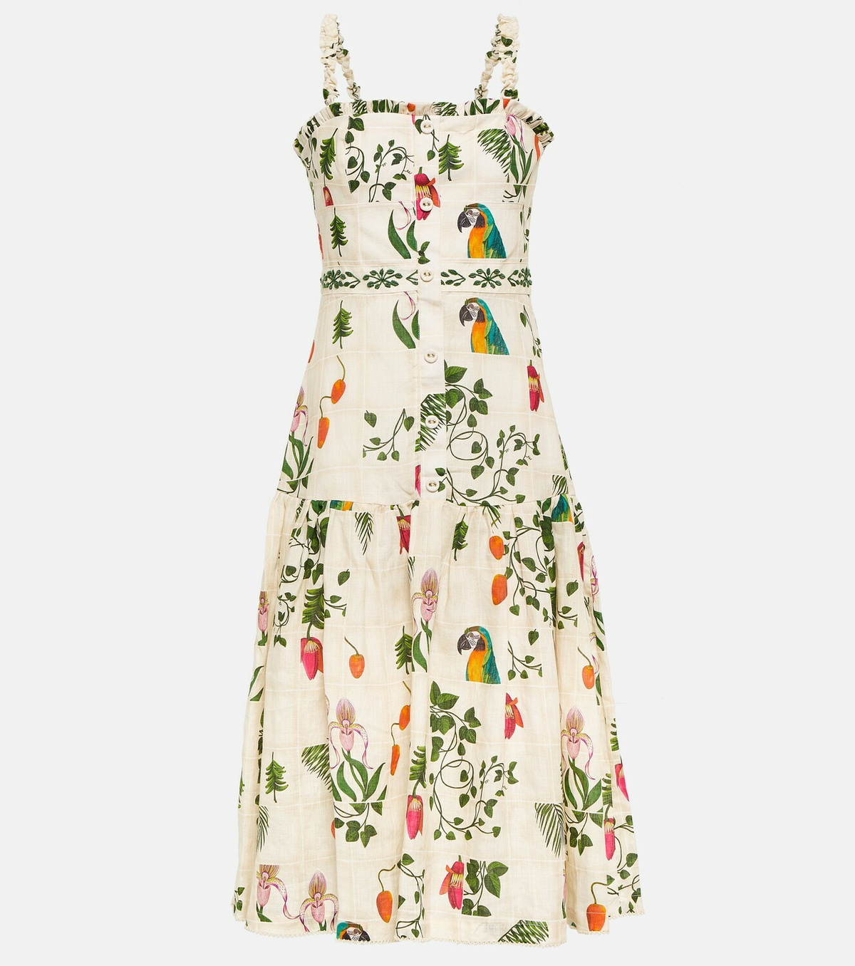 Agua by Agua Bendita Nspero Boquet floral linen midi dress Agua by Agua  Bendita