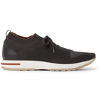 Loro Piana - 360 Flexy Walk Leather-Trimmed Knitted Wool Sneakers - Black