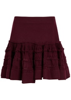 Alaïa Ruffled Wool-blend Mini Skirt Burgundy