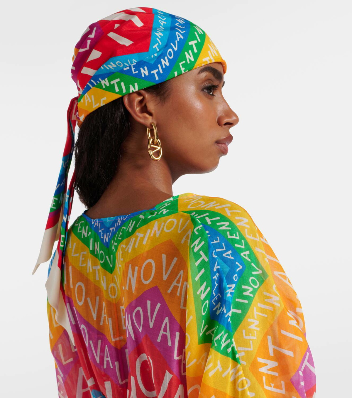 Valentino Valentino Chevron 24 silk and cotton head wrap
