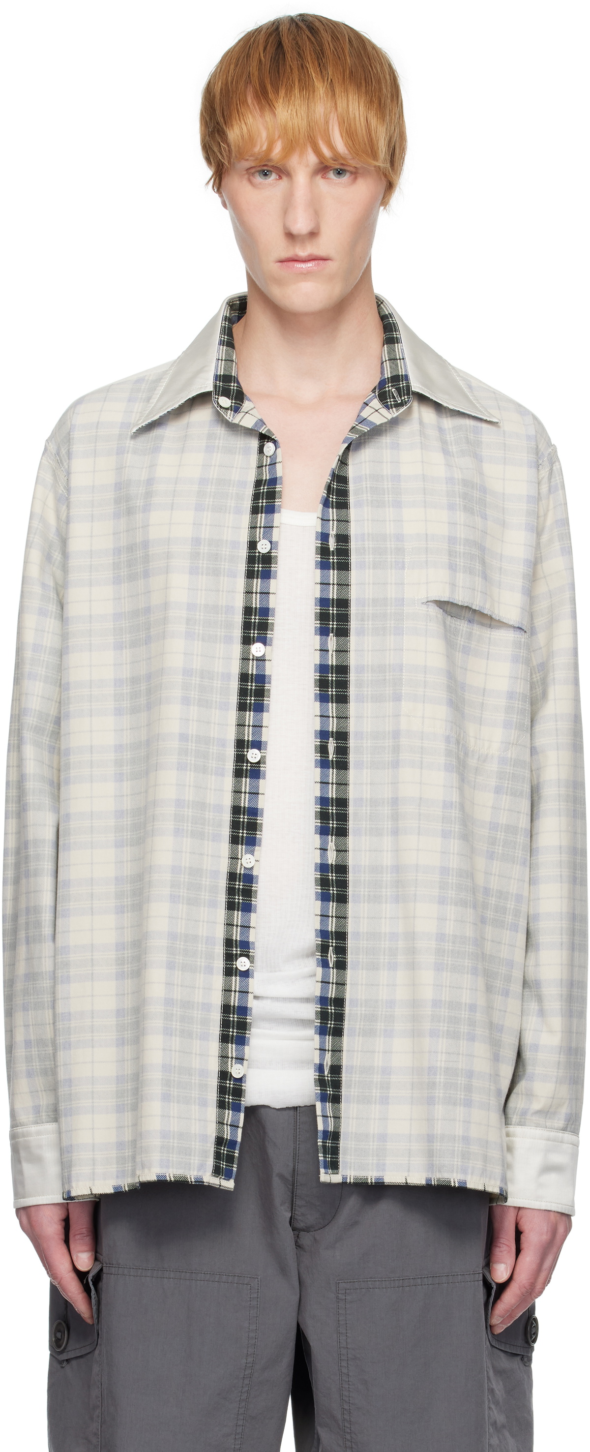 MM6 Maison Margiela Off-White Checkered Shirt MM6 Maison Margiela