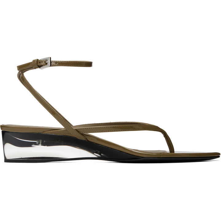 Photo: ALAÏA Khaki Invisible Thong Heeled Sandals