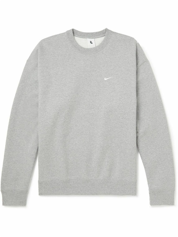 Photo: Nike - Solo Swoosh Cotton-Blend Jersey Sweatshirt - Gray