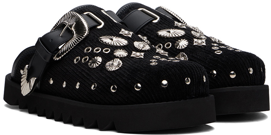 Toga Virilis Black Eyelet Metal Sabot Slip-on Loafers