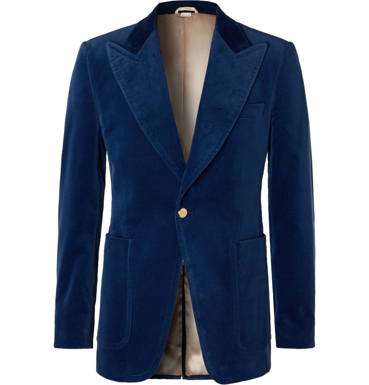 Photo: Gucci - Slim-Fit Cotton-Blend Velvet Blazer - Blue