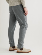 Brunello Cucinelli - Tapered Pleated Virgin Wool-Flannel Trousers - Gray