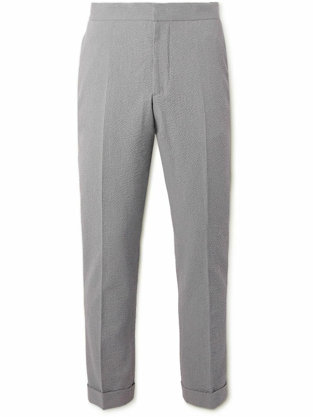 Photo: Officine Générale - Joseph Straight-Leg Cotton-Seersucker Suit Trousers - Gray