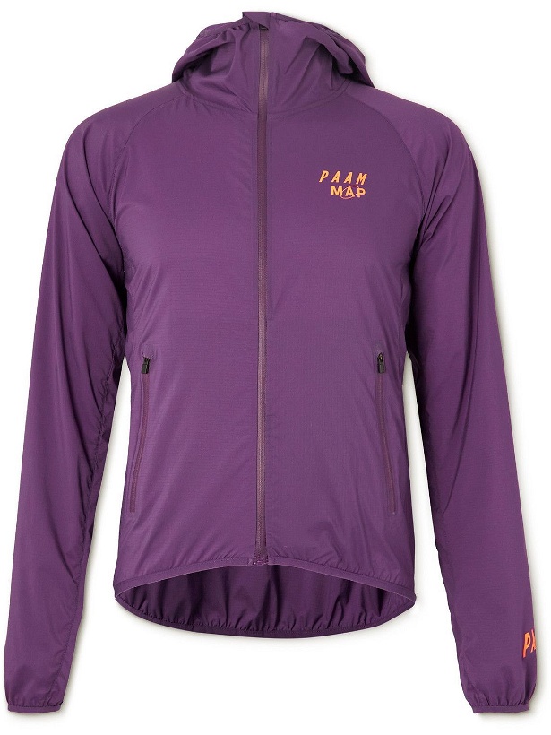 Photo: MAAP - P.A.M. Logo-Print Nylon-Ripstop Hooded Cycling Jacket - Purple
