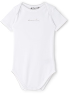 Bonpoint Seven-Pack Baby White Cotton Logo Bodysuits