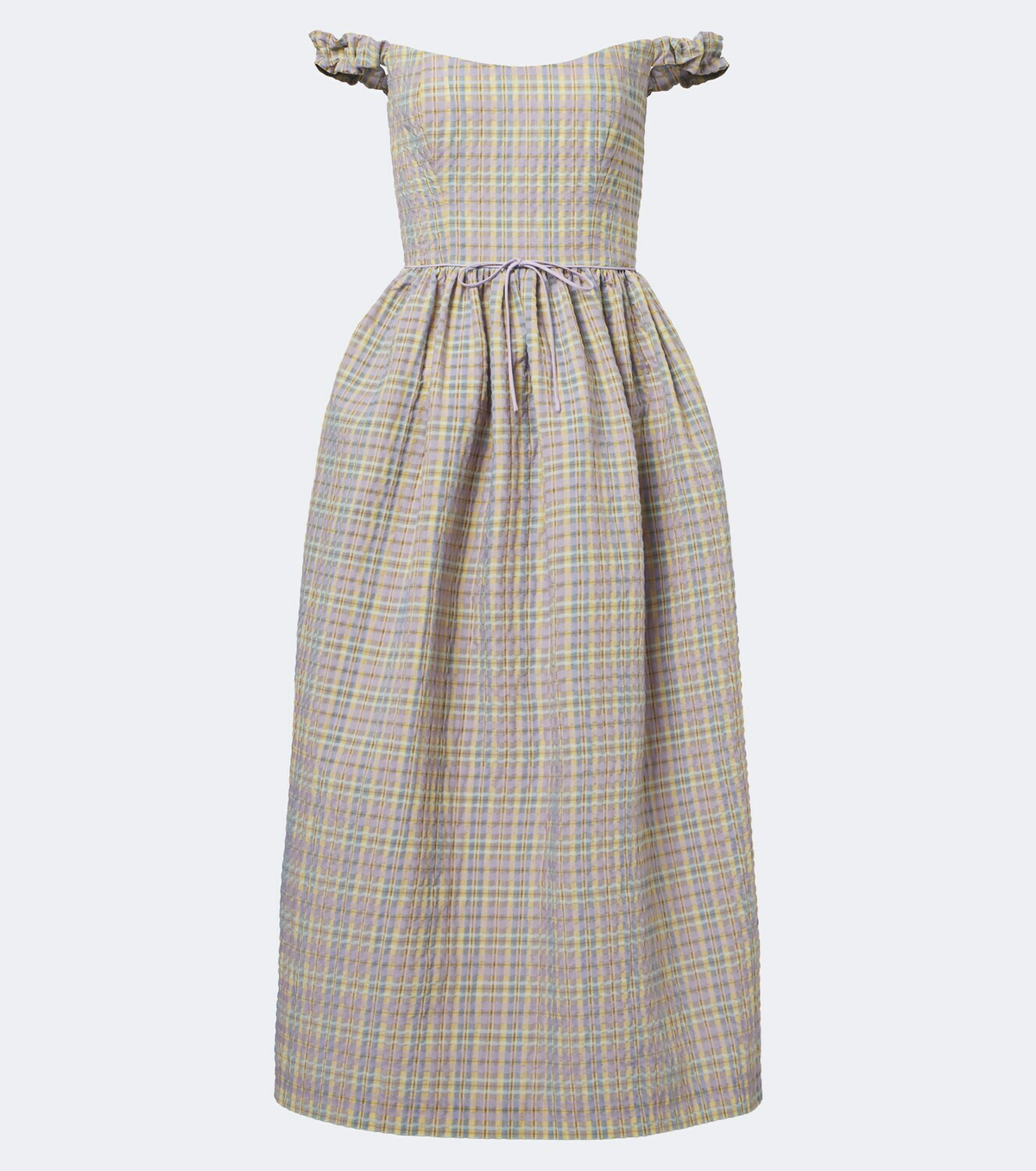 Markarian Ginger off-shoulder seersucker bustier dress