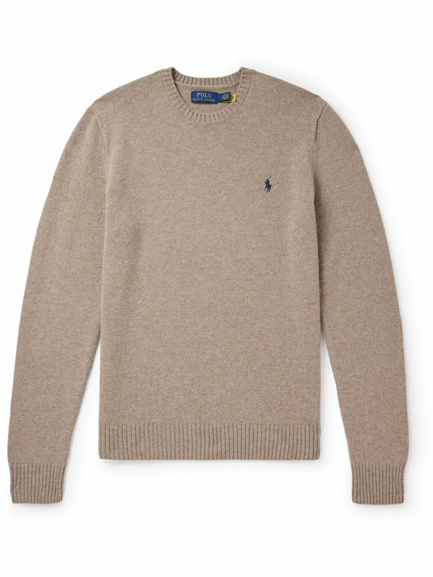 Photo: Polo Ralph Lauren - Logo-Embroidered Wool and Cashmere-Blend Sweater - Brown