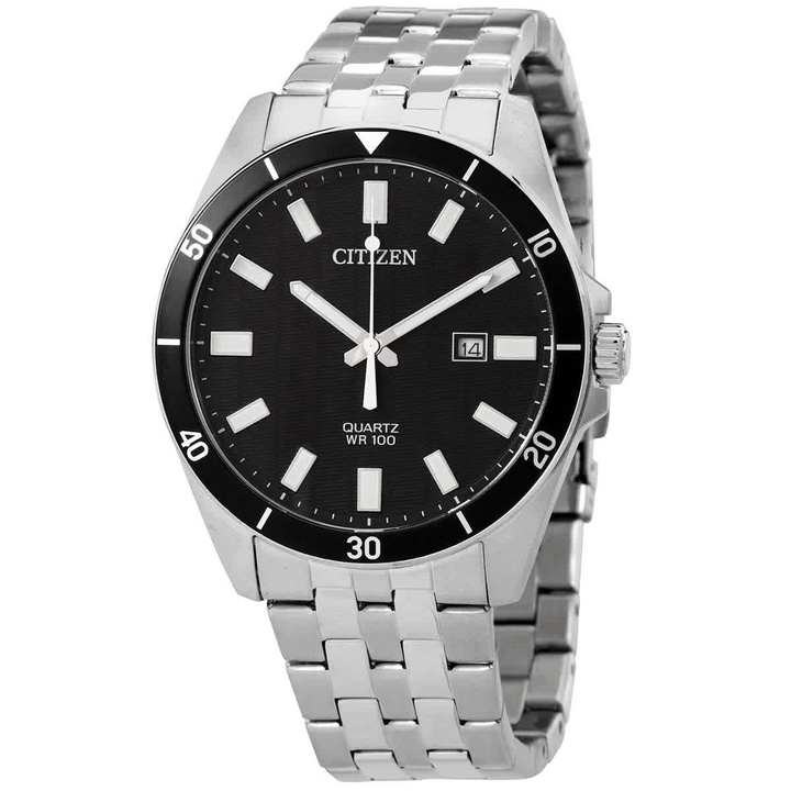 Photo: Citizen Quartz Black Dial Stainless Steel Mens Watch BI5050-54E