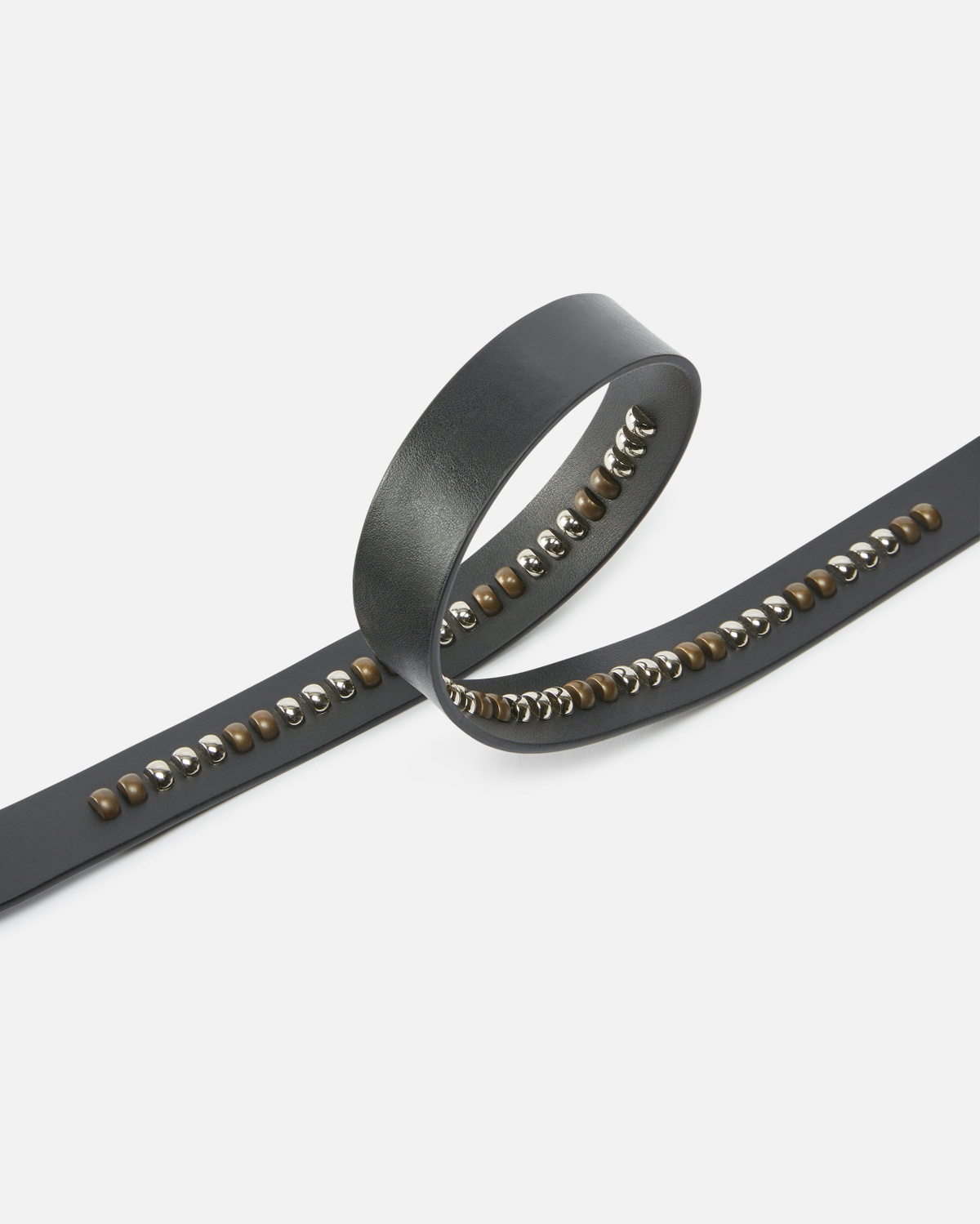 Pinko Leather Belt With Studded Birds Buckle Black Antique Gold