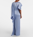 Erdem Embellished caped satin cady gown