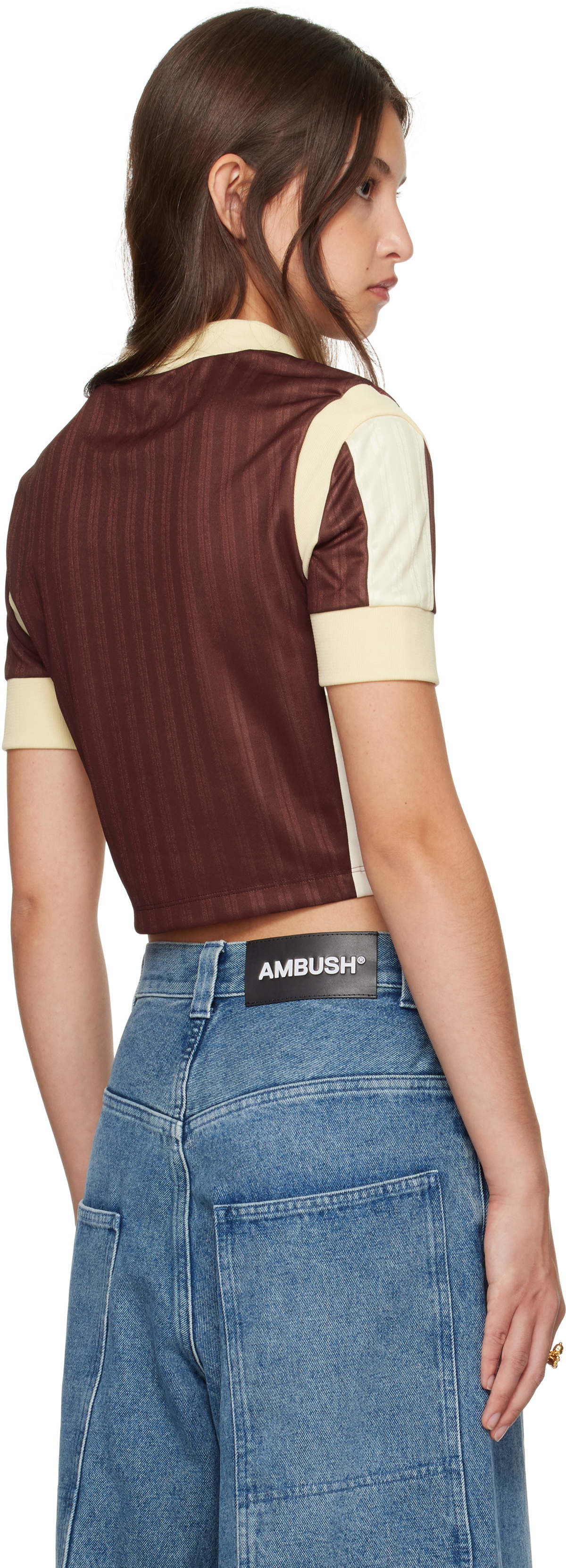AMBUSH Brown Striped Jersey Rib T-shirt