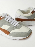 SAINT LAURENT - Bump Colour-Block Suede, Shell and Leather Low-Top Sneakers - Gray