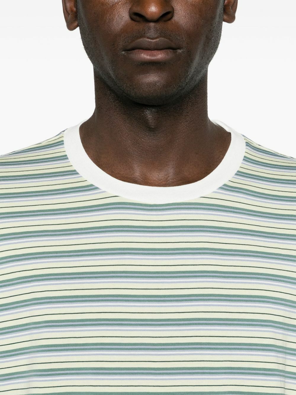 Auralee Green Striped Cotton T-Shirt Auralee