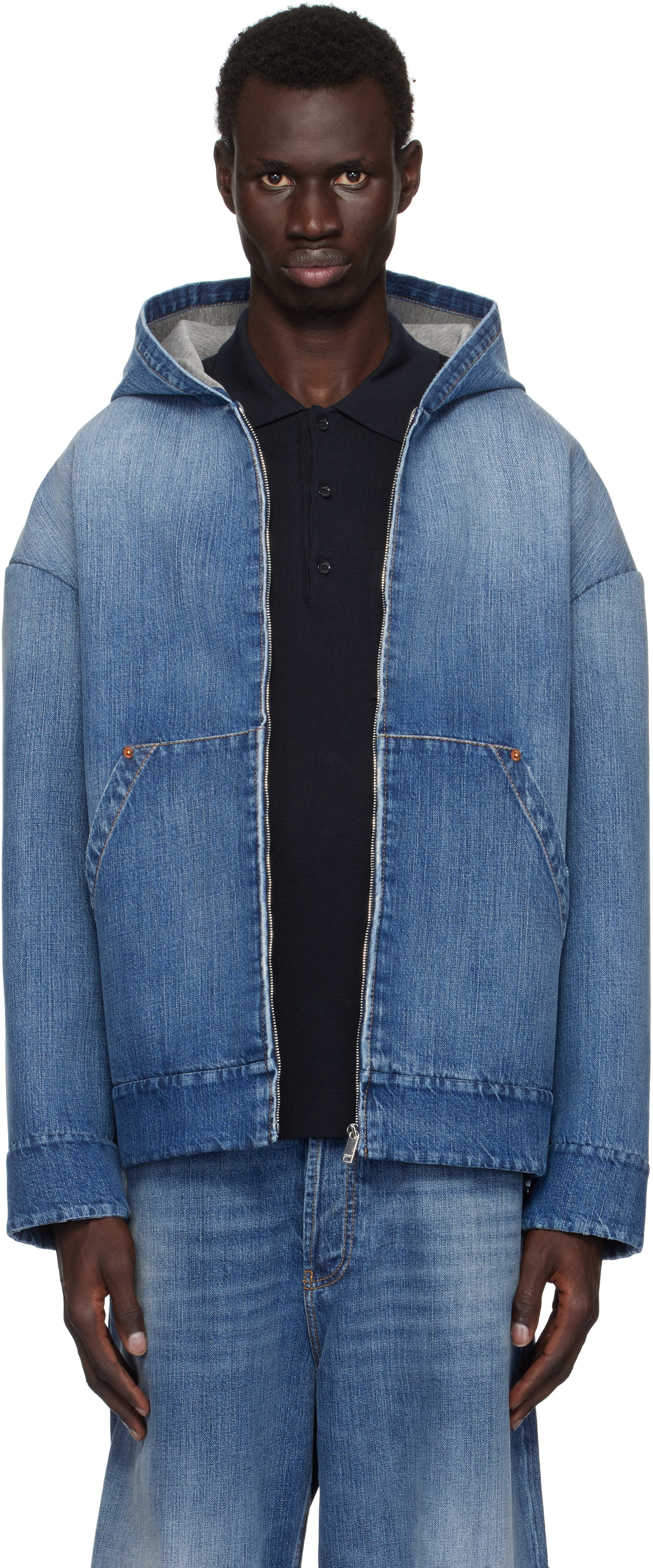 Valentino Blue Oversized Denim Hoodie