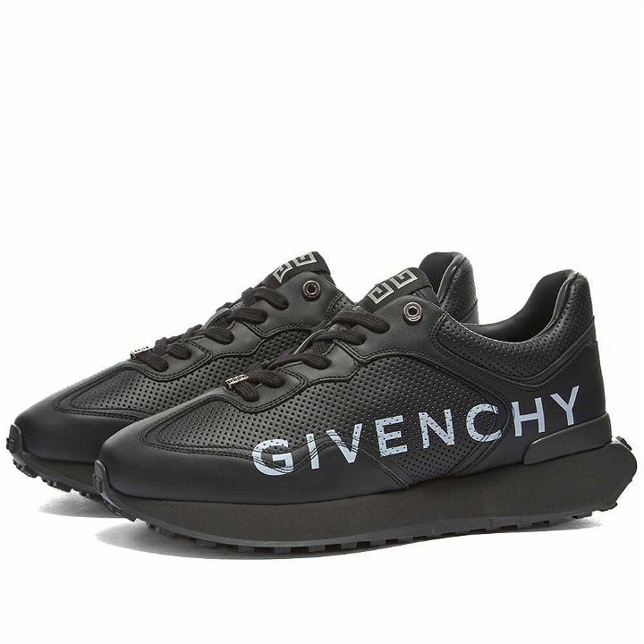 Photo: Givenchy Men's Giv Runner Logo Sneakers in Black