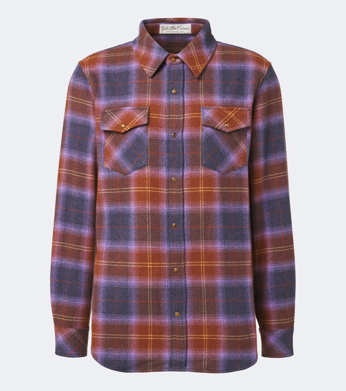 God's True Cashmere Vulcan tartan cashmere shirt with tiger's eye