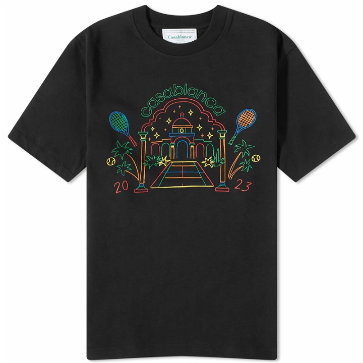 Photo: Casablanca Men's Rainbow Crayon Temple T-Shirt in Black