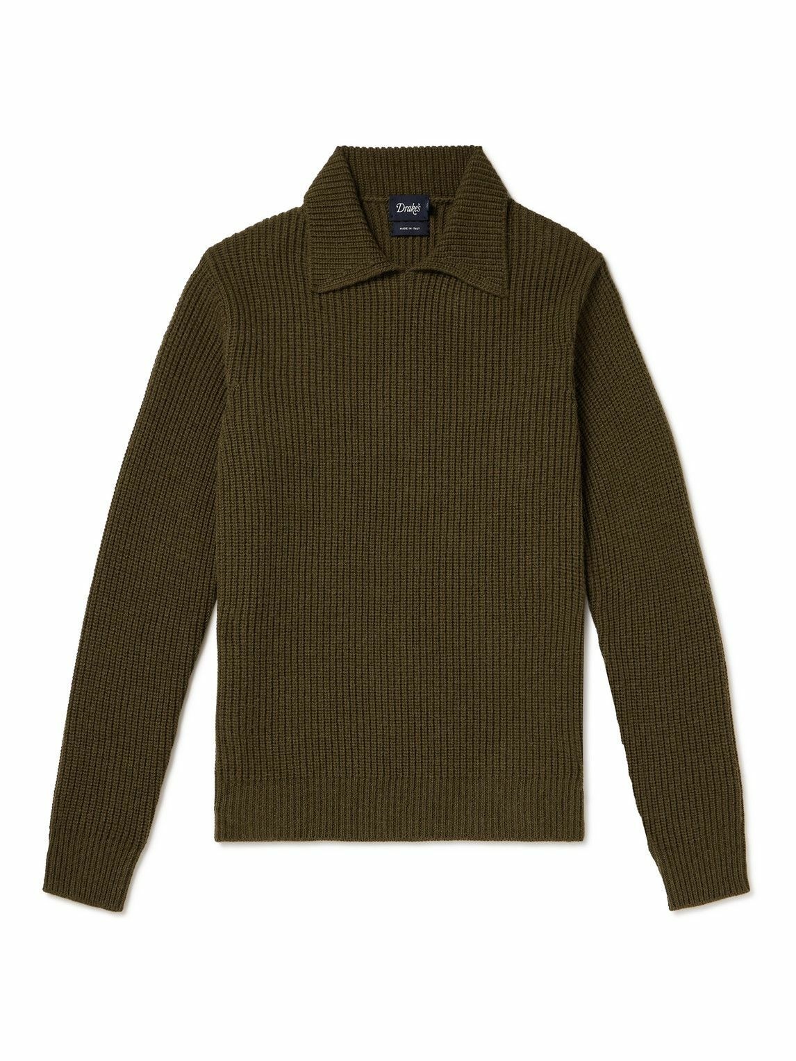 Photo: Drake's - Integral Ribbed Wool and Alpaca-Blend Sweater - Green