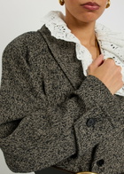 Chloe Herringbone Peplum Wool-blend Jacket Brown