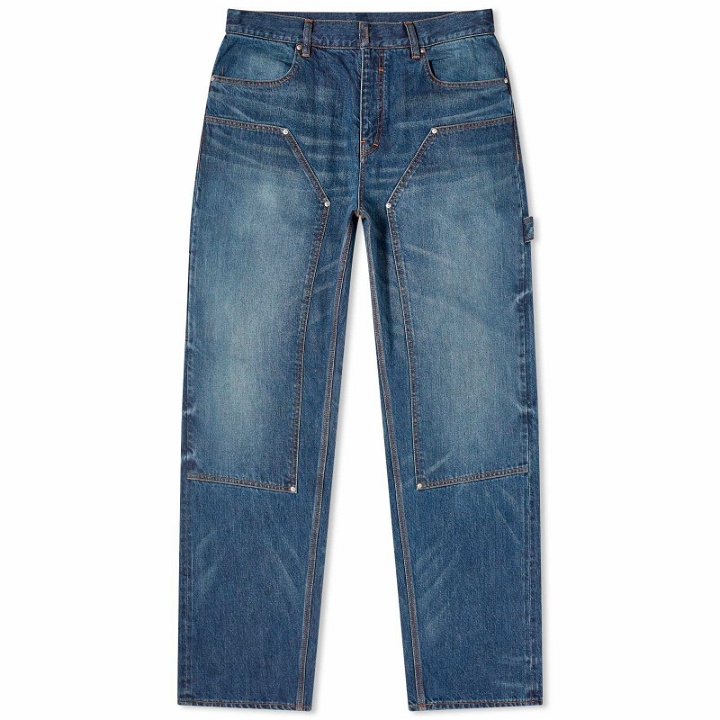 Photo: Givenchy Men's Studded Carpenter Jeans in Blue