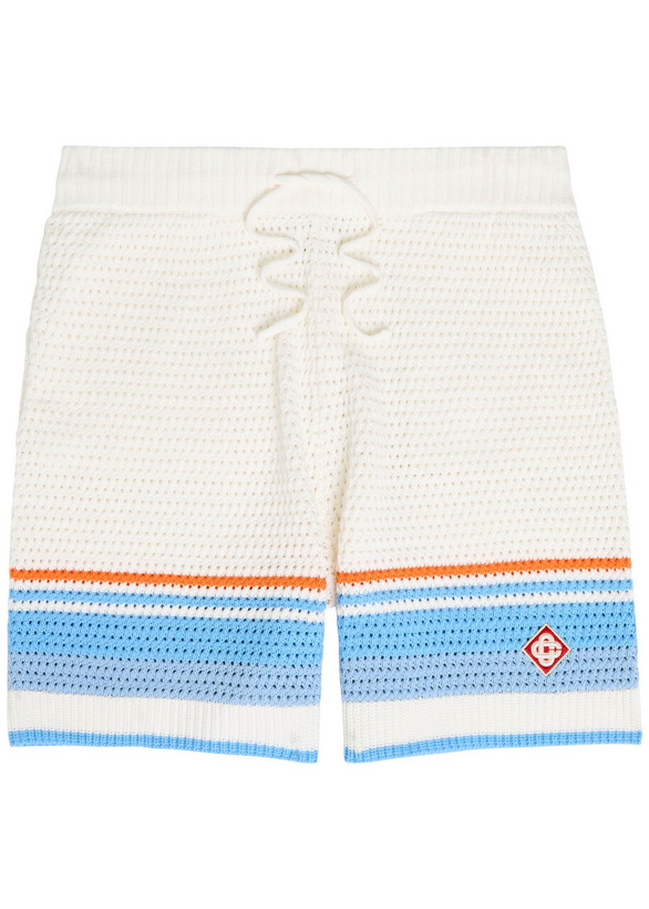 Photo: Casablanca Striped-crochet Cotton Shorts Blue