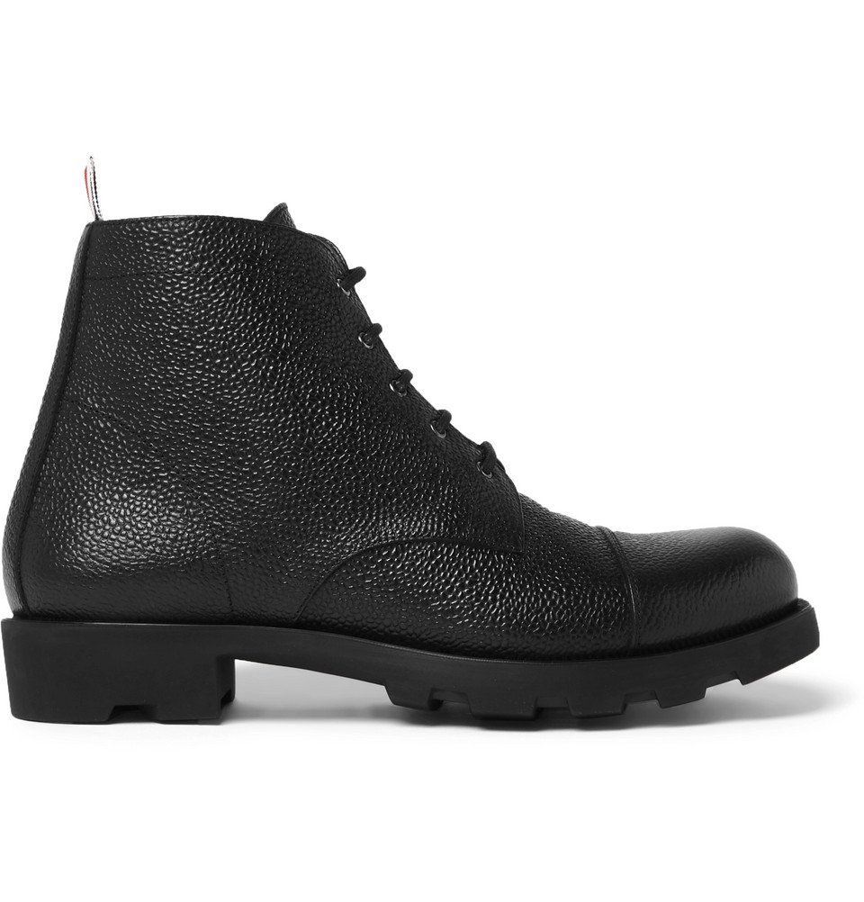 Thom Browne - Pebble-Grain Leather Cap-Toe Boots - Men - Black