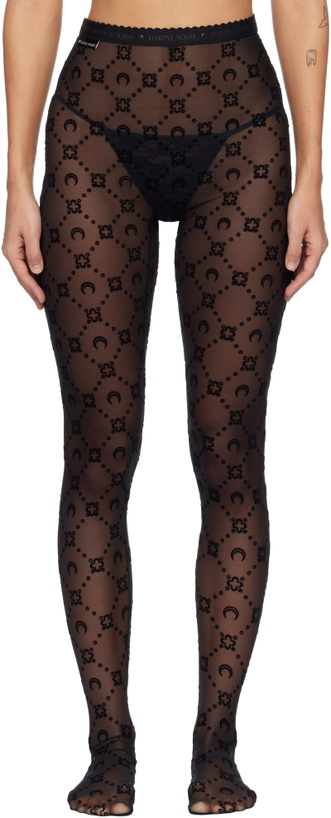Photo: Marine Serre Black Moonogram Mesh Flock Tights