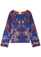 Forte_forte The Sacred Forrest Intarsia Wool-blend Jumper Blue
