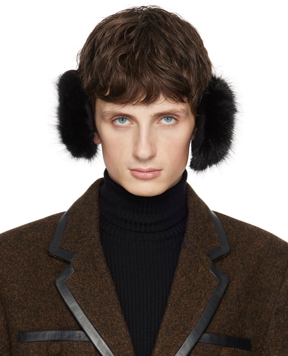 Ernest W. Baker Black Faux-Fur Ear Warmers Ernest W. Baker