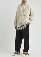 Maison mihara yasuhiro Distressed Layered-effect Hooded Cotton Sweatshirt White