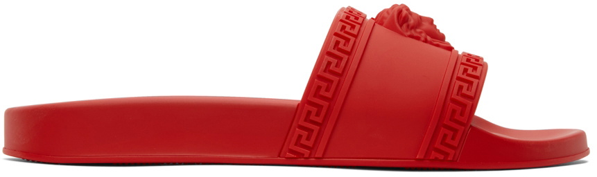 mens red versace slides