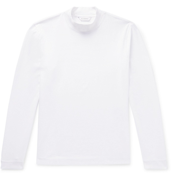 Photo: Club Monaco - Cotton-Jersey Mock Neck T-Shirt - White