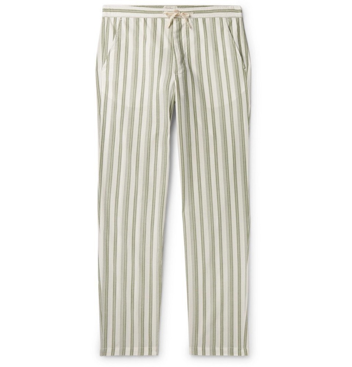 Photo: Oliver Spencer Loungewear - Striped Organic Cotton Pyjama Trousers - Green