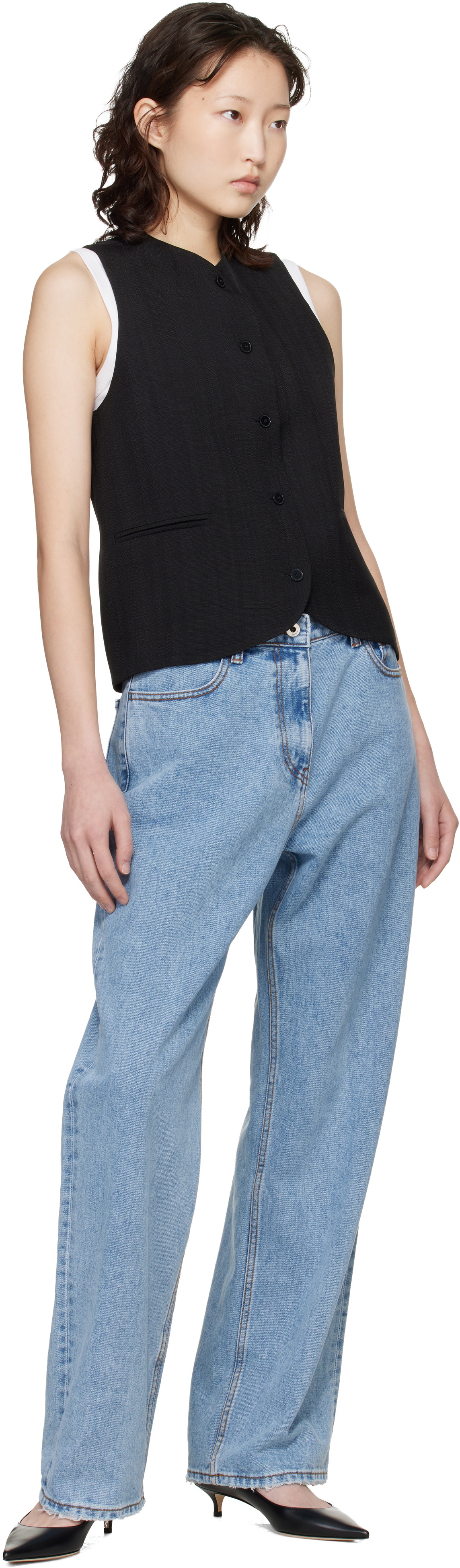Loulou de Saison Black Paco Tailored Waistcoat