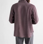 OUR LEGACY - Shawl-Collar Garment-Dyed TENCEL Lyocell Half-Zip Shirt - Burgundy