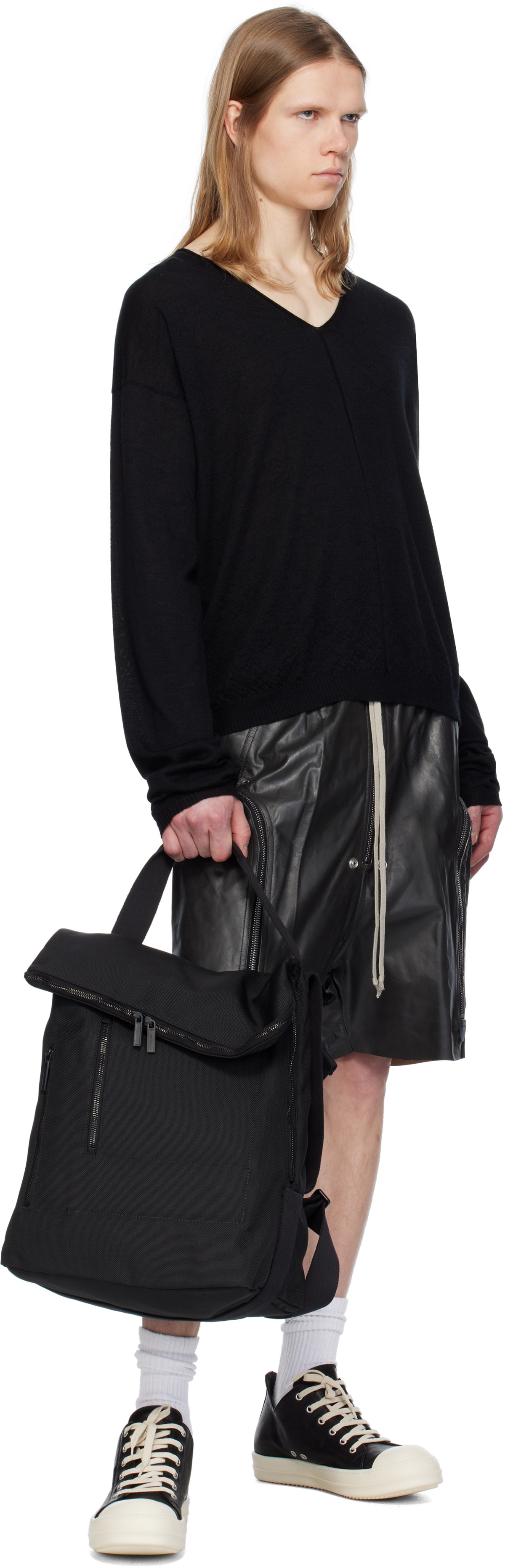 Rick Owens Black Hollywood Bauhaus Bela Leather Shorts Rick Owens