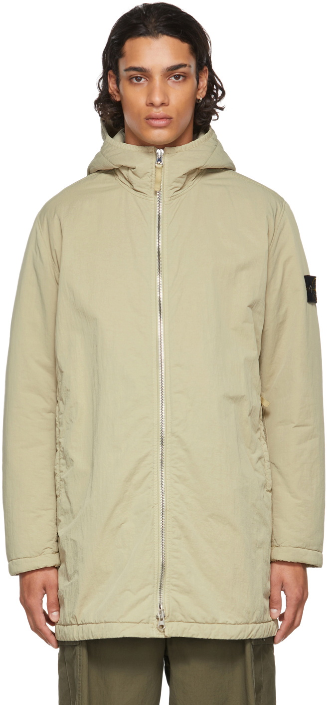 Stone Island Beige Nylon Twill Hyper Dense Coat Stone Island