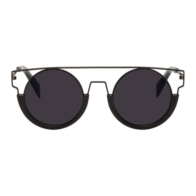 Photo: Yohji Yamamoto Black Round Wire Frame Sunglasses