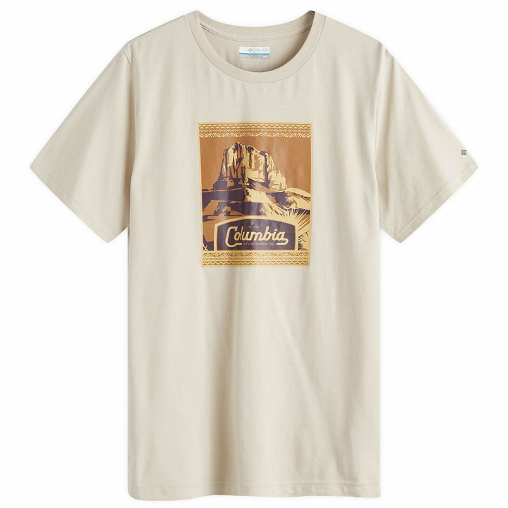 Photo: Columbia Men's CSC Seasonal Logo T-Shirt in Dark Stone Arid Trails